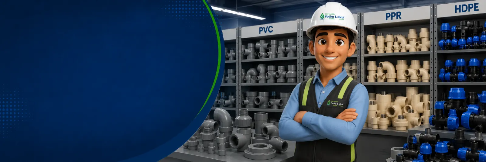 Asesor de Corporación Yadira & Nicol en almacén de productos PVC, PPR y HDPE