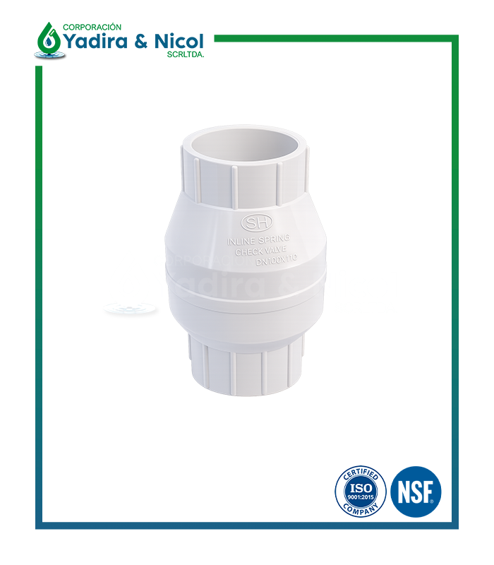 CHECK RESORTE BLANCO A PRESIÓN PVC SH-DFP