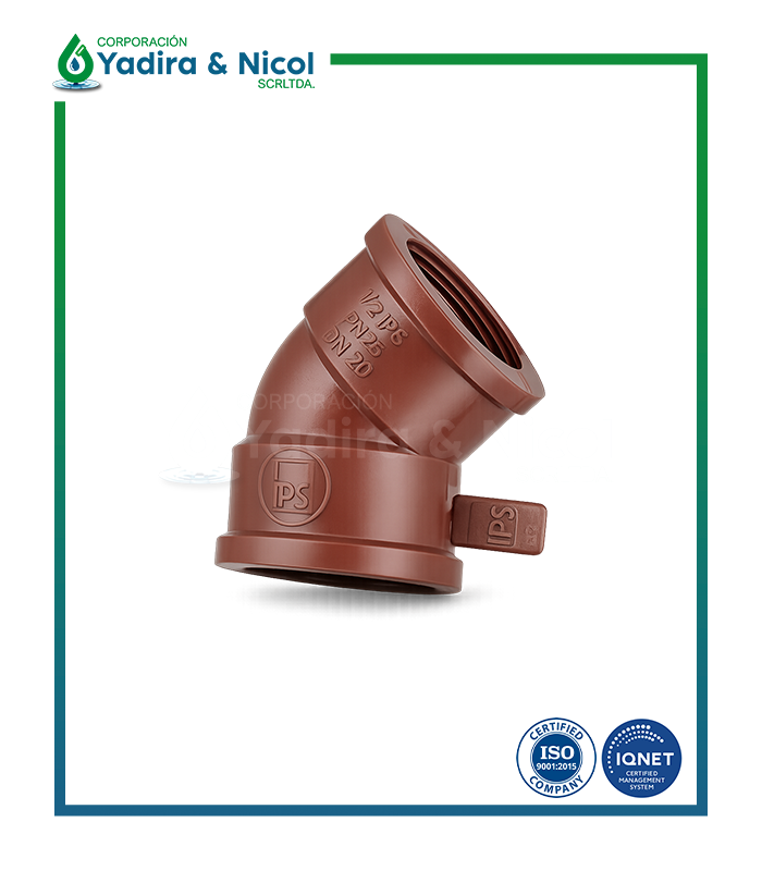 CODO DE 45° CON ROSCA HIDRO PPH IPS
