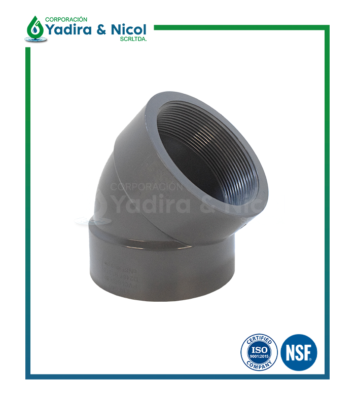 CODO DE 45° CON ROSCA PVC SCH-80 LESSO