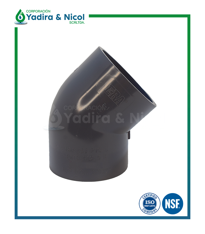 CODO DE 45° A PRESIÓN DIN PVC ERA
