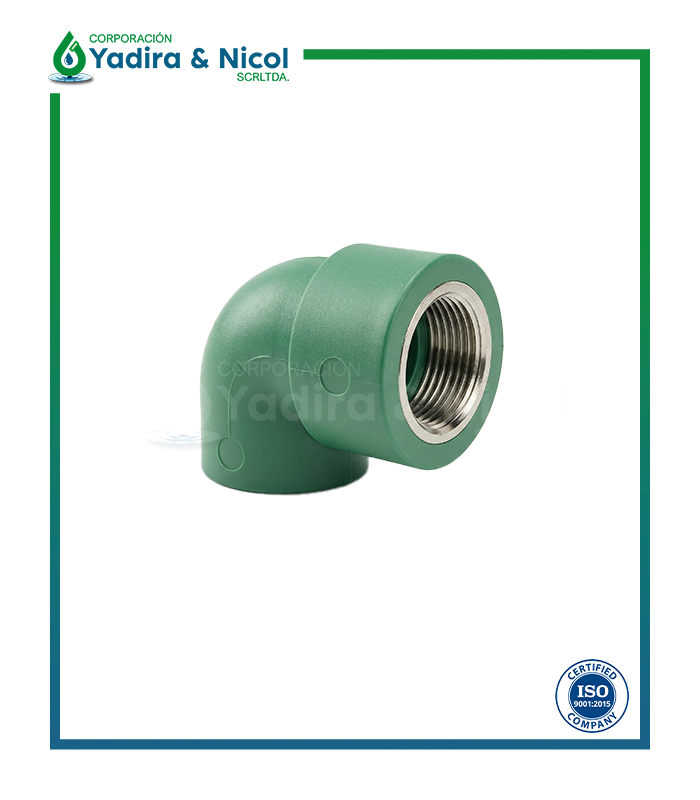 CODO DE 90° CON ROSCA HEMBRA CON INSERTO DE METAL PPR ROTOPLAS