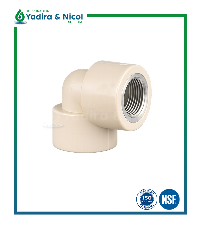 CODO DE 90° CON ROSCA HEMBRA PPR CON INSERTO DE METAL LESSO