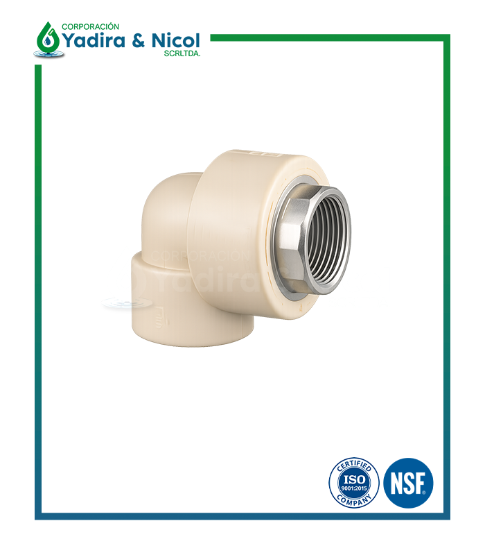 CODO DE 90° CON ROSCA HEMBRA PPR CON INSERTO DE METAL LESSO