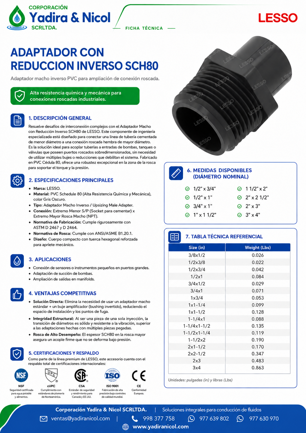 ADAPTADOR INVERSO SCH80