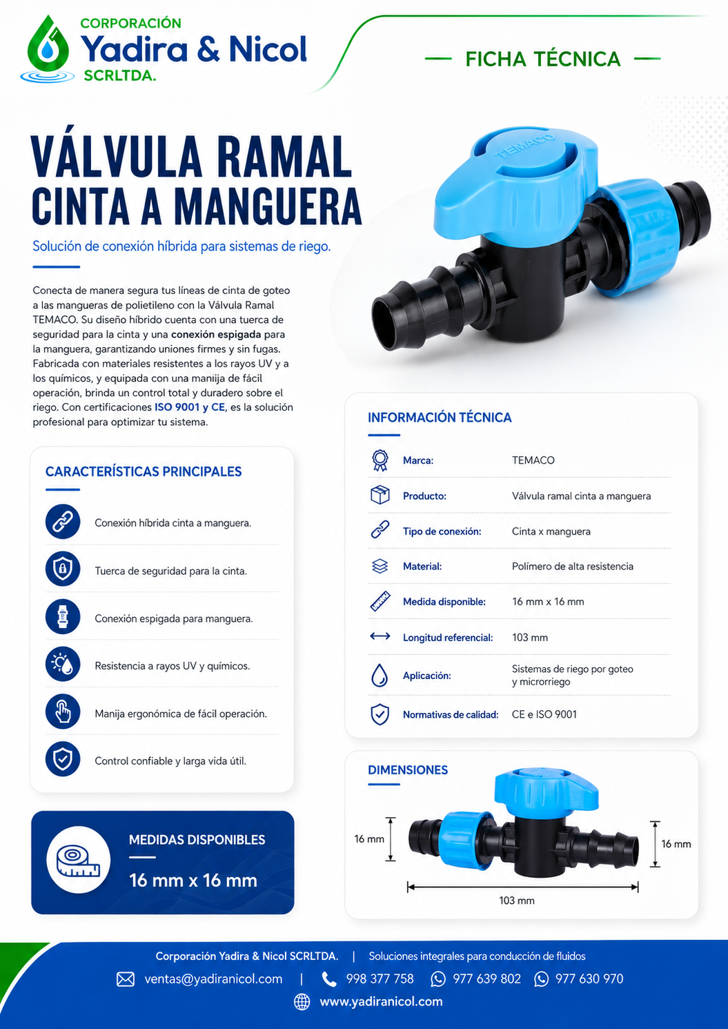 VÁLVULA RAMAL CINTA – MANGUERA HDPE TEMACO