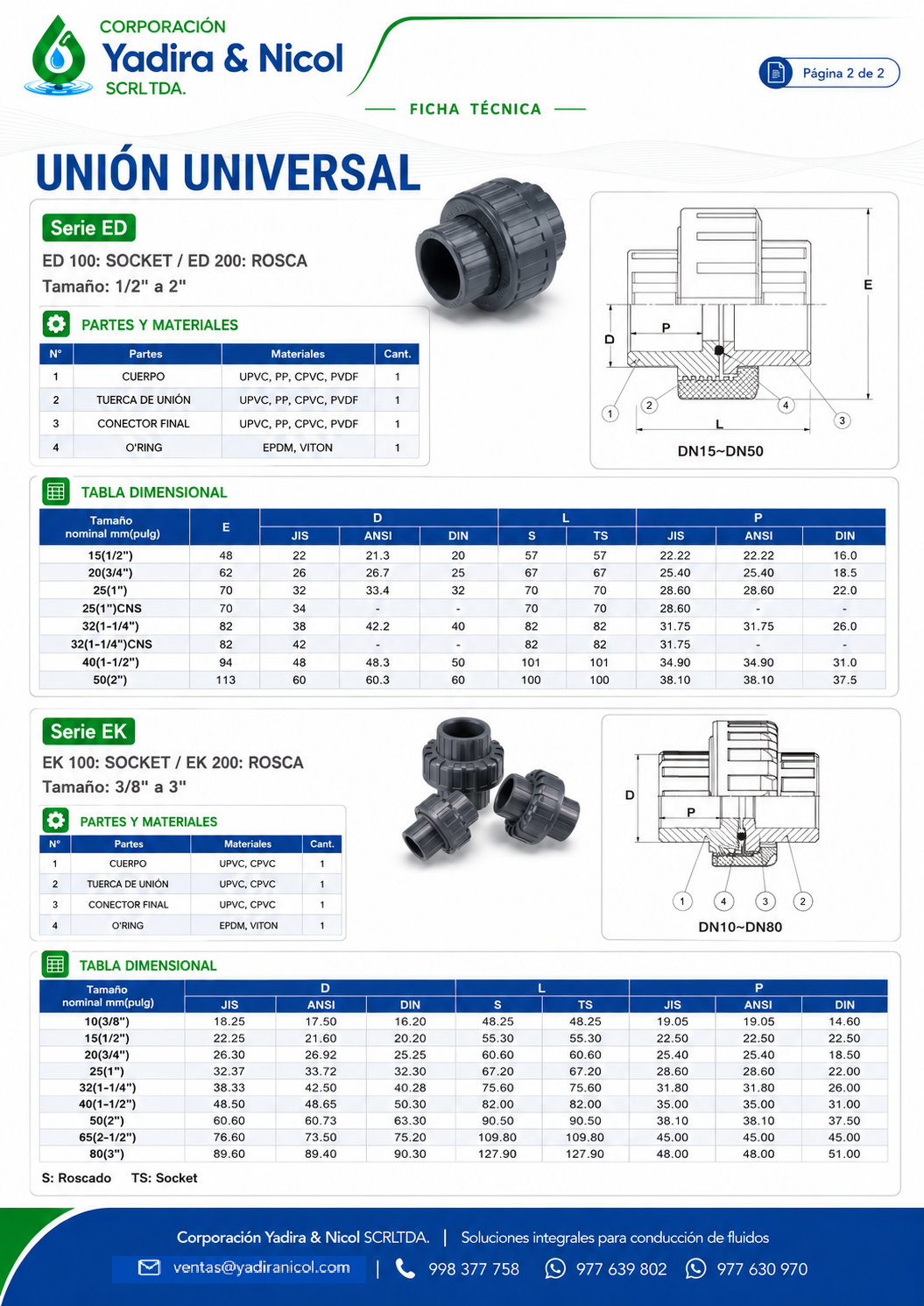 UNIÓN UNIVERSAL BLANCA A PRESIÓN PVC SH-DFP