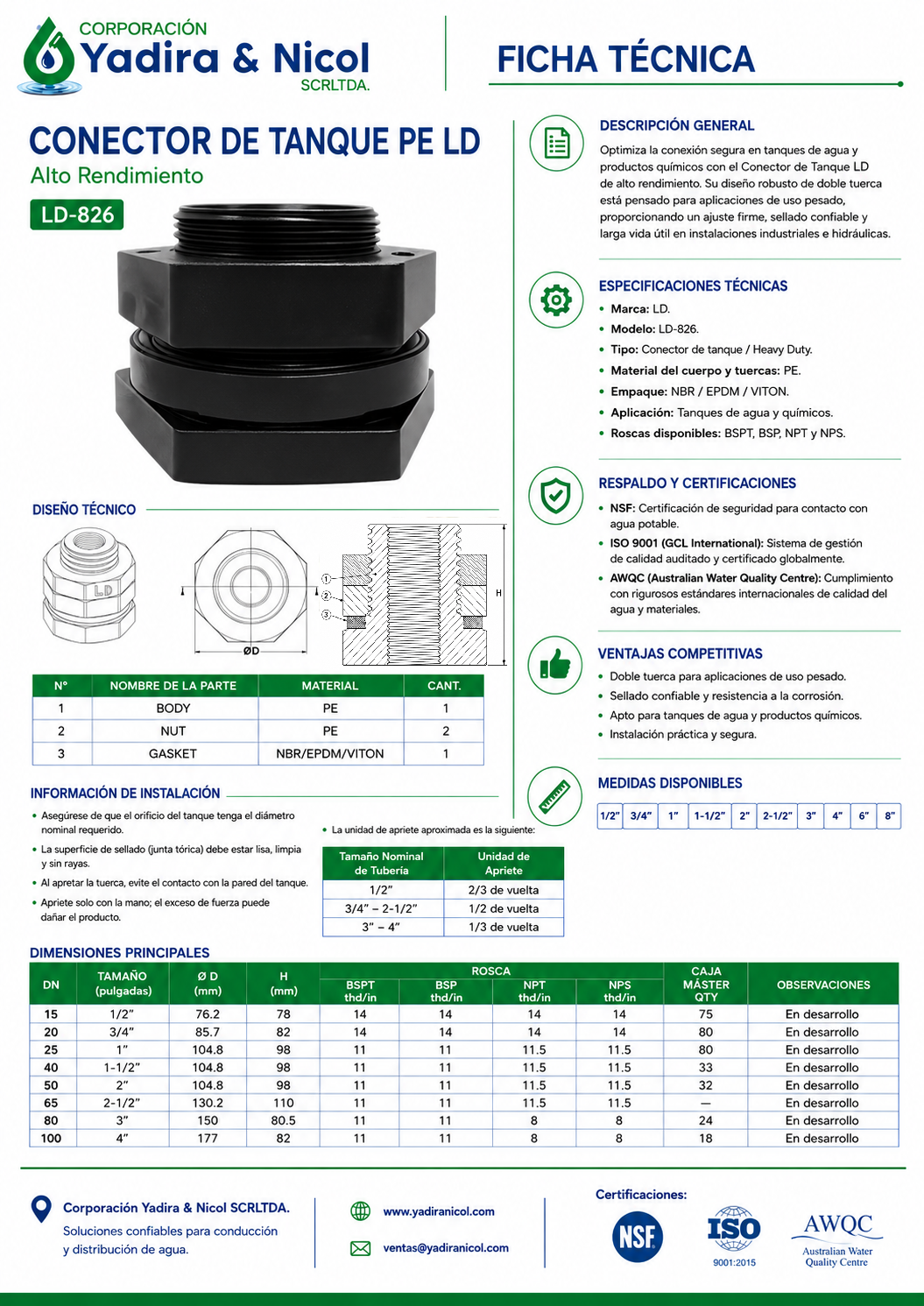 CONTRATUERCA PESADA PARA TANQUE EPDM LD