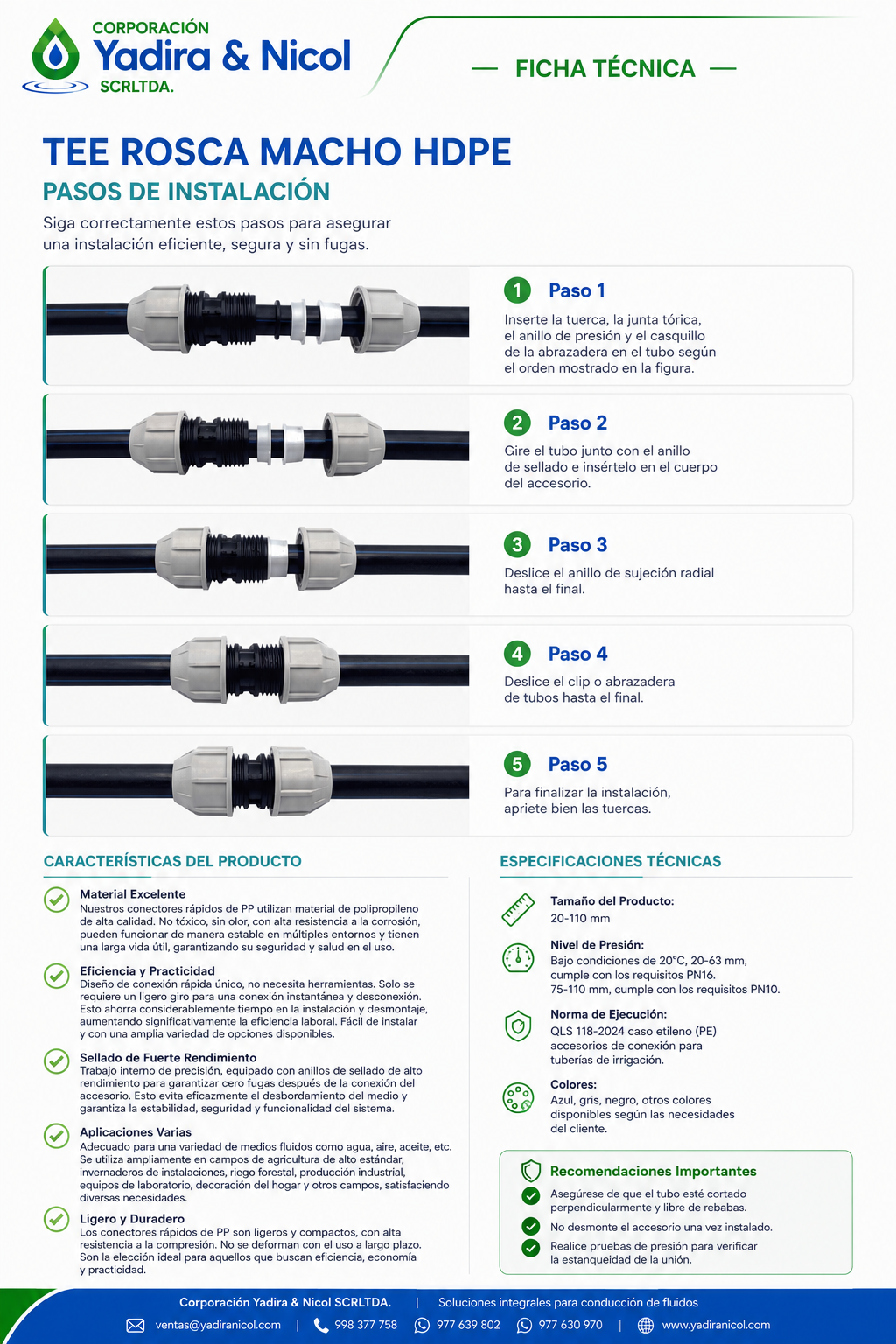 TEE REDUCCIÓN HDPE MANGUERA LESSOTEE REDUCCIÓN HDPE MANGUERA LESSO