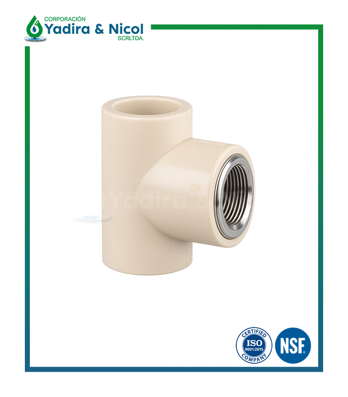 TEE CON ROSCA HEMBRA PPR CON INSERTO DE METAL LESSO