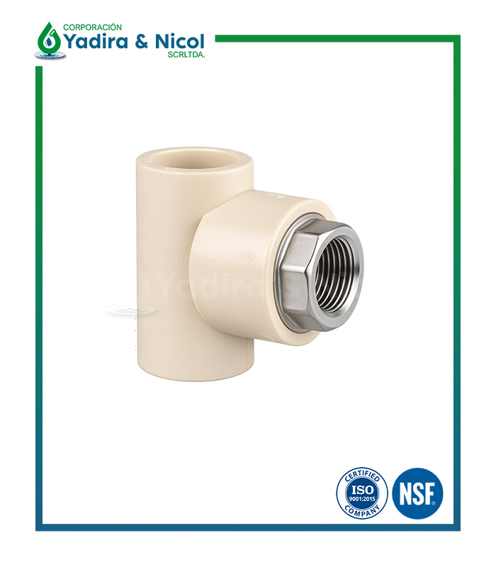 TEE CON ROSCA HEMBRA PPR CON INSERTO DE METAL LESSO